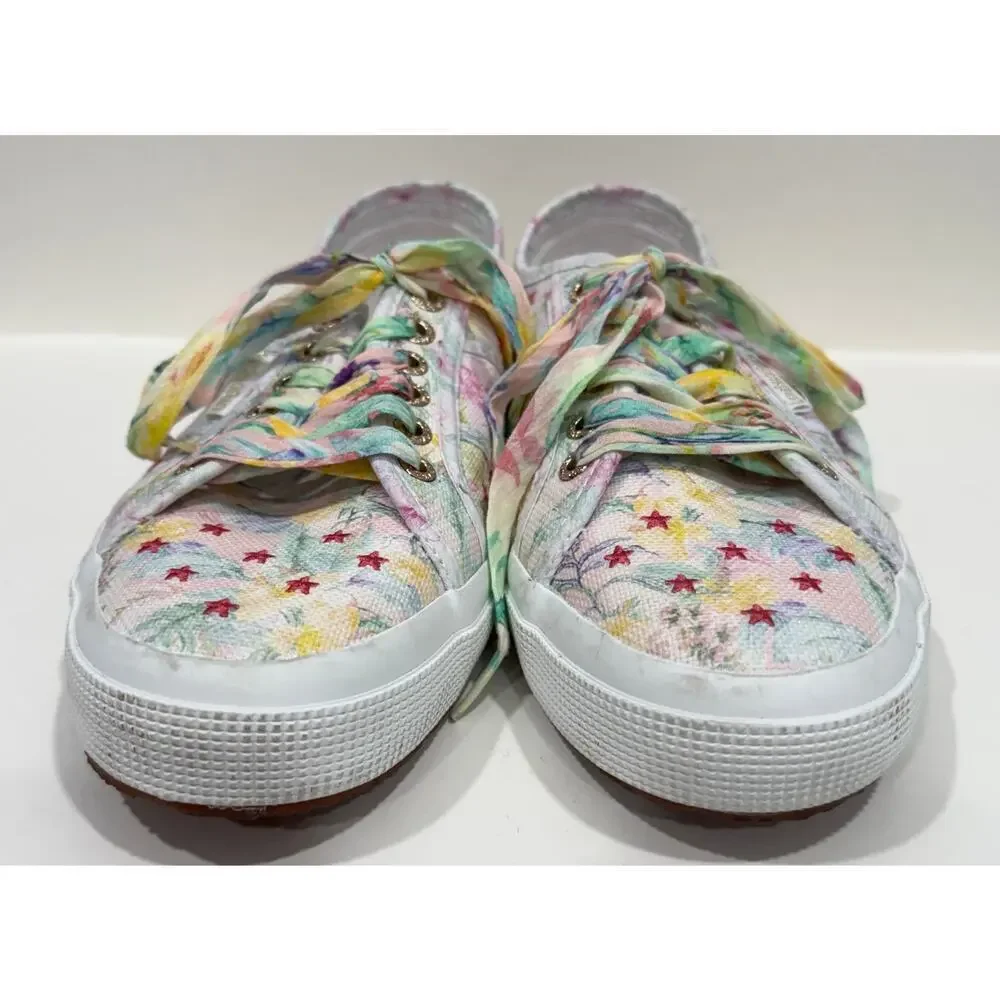 LoveShackFancy x Superga Floral Embroidered Low Top Sneakers Feminine Size 8.5